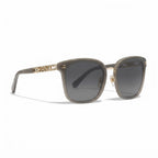Chanel Women Classic Square Acetate Polarized Rhinestone Chanel Logo Grey Sunglasses