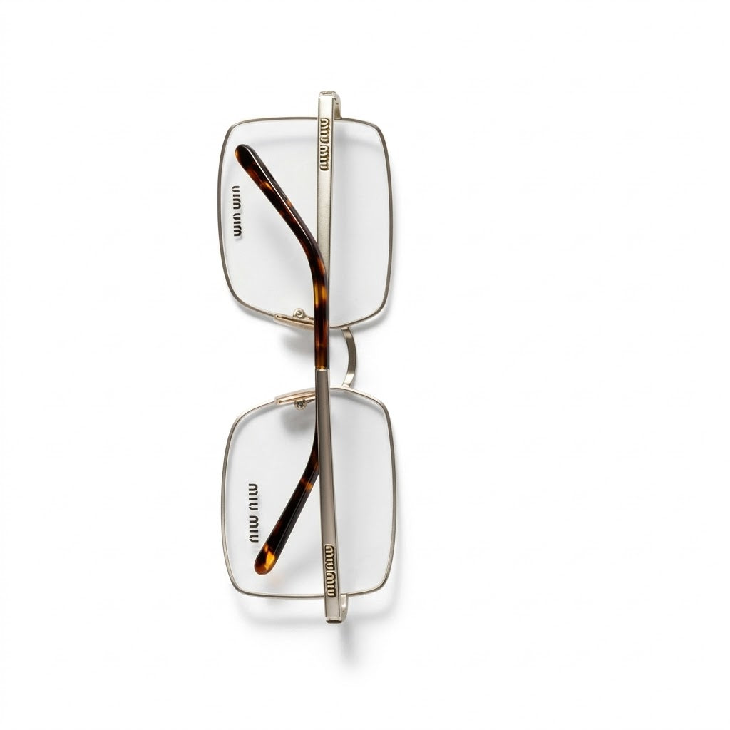 Miu Miu Runway SMUC53 Women Champagne Metal Blue-ray Transparent Glasses