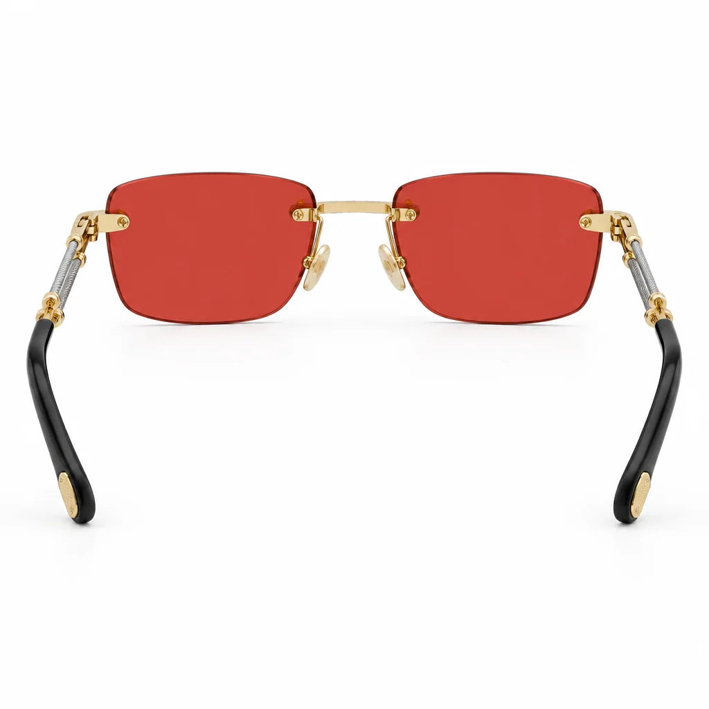 FRED Force 10 Unisex Geometric Gold/Red Sunglasses