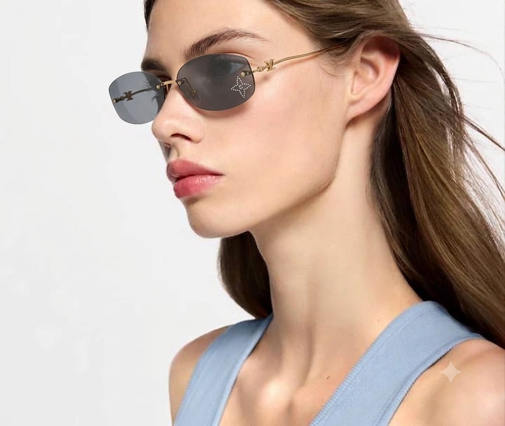 Louis Vuitton Women Crystal Oval Grey Sunglasses