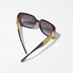 Chanel Women Square Brown & Gold Jewel Sunglasses