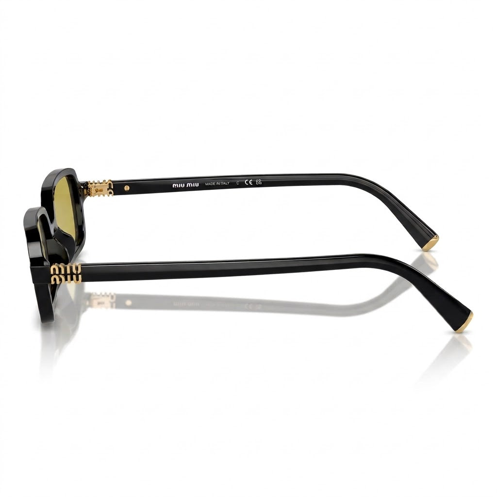 Miu Miu Regard MU 11ZS Women Rectangular Black / Olive Green Sunglasses