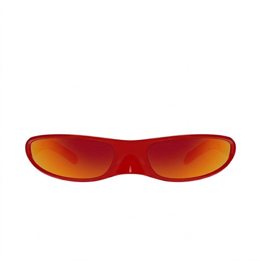 Balenciaga Unisex BB0383S Wrap Shield Red / Orange Mirror Sunglasses