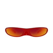 Balenciaga Unisex BB0383S Wrap Shield Red / Orange Mirror Sunglasses
