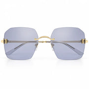 Cartier Motif Women Rimless Rectangle Light Purple Sunglasses