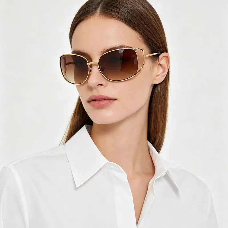 Miu Miu Women MU MU148AV Cut-Out Metal– Gold / Brown Gradient Sunglasses