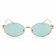 Cartier Clash de Women Oval Gold Finish Studded Temple Light Blue Tint Sunglasses