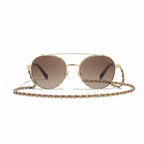 Chanel Women Pilot Calfskin Brown Sunglasses