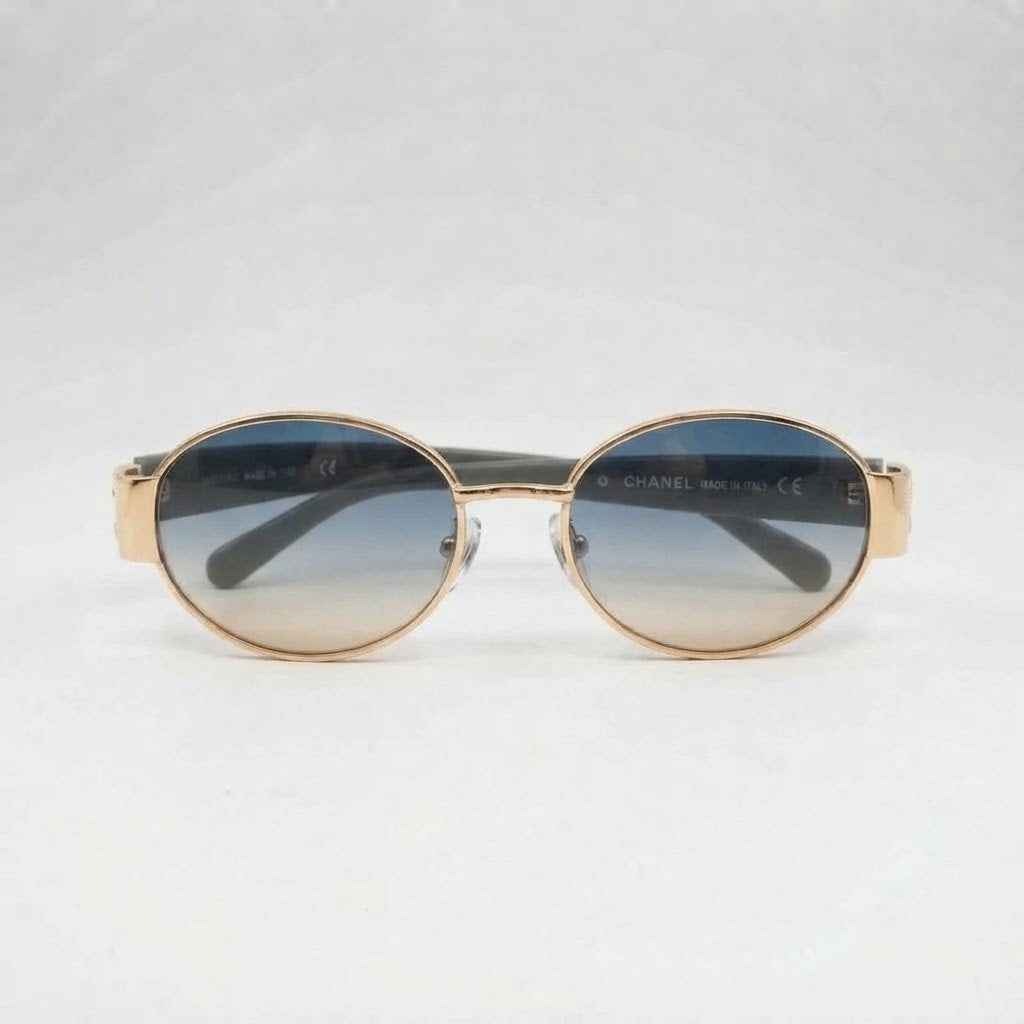 Chanel Women Oval Frame Grey Tinted Gradient Sunglasses