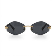 Cartier Unisex Rimless Hexagonal Black Temples Black Sunglasses