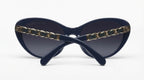 Chanel Women Blue Gold Chain Sunglasses