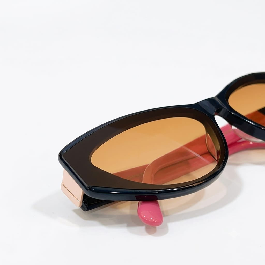 Chanel Women Angular Cat Eye Black & Pink Sunglasses