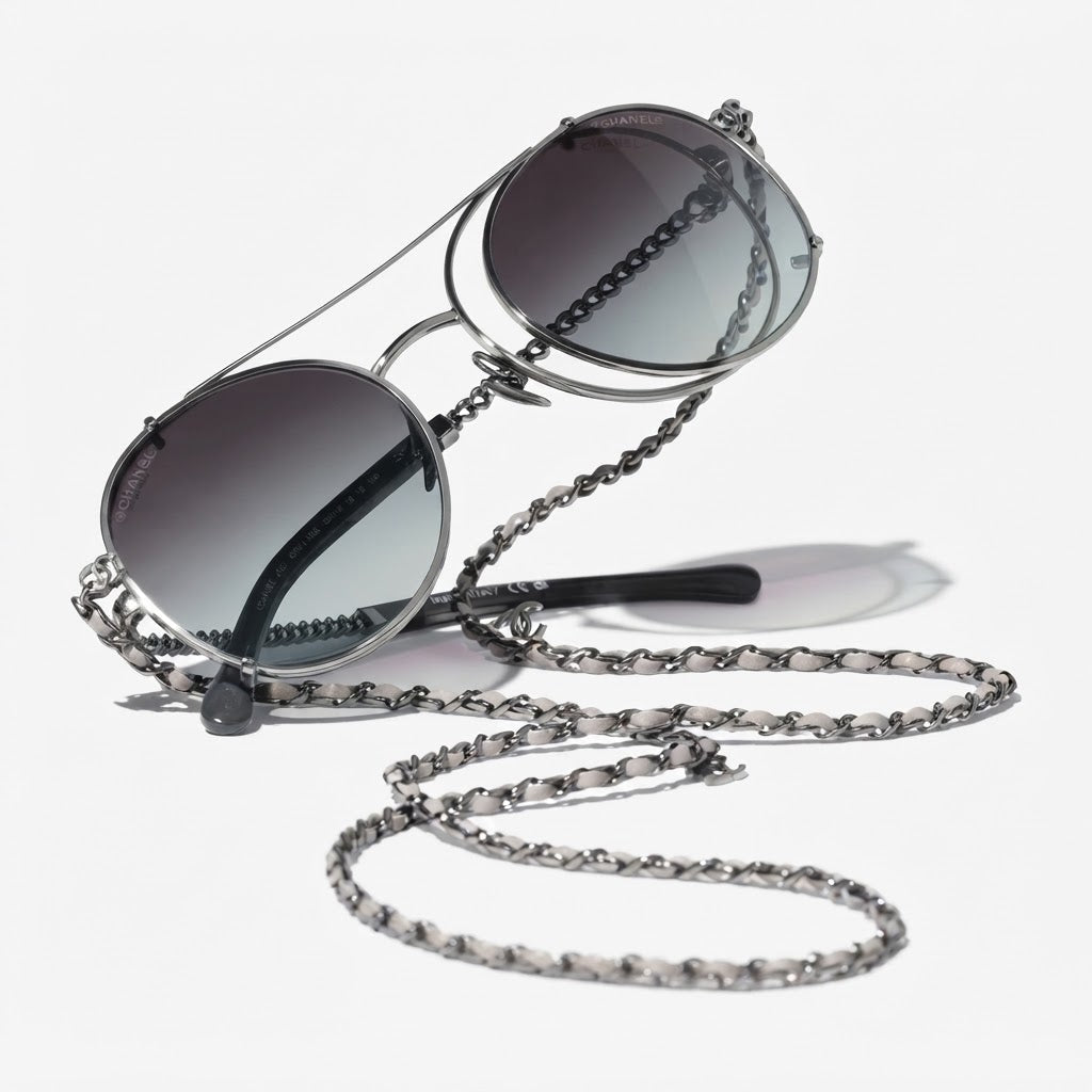 Chanel Pilot Calfskin Grey Gradient Sunglasses