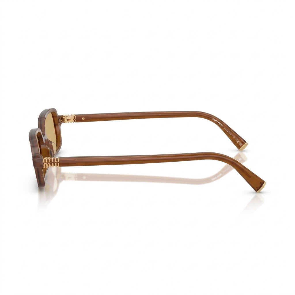 Miu Miu Regard MU 11ZS Women Rectangular Opaline Amber / Yellow Sunglasses