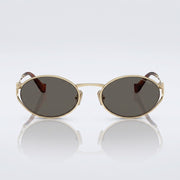 Miu Miu Women Logo Oval Pale Gold Dark Grey Sunglasses