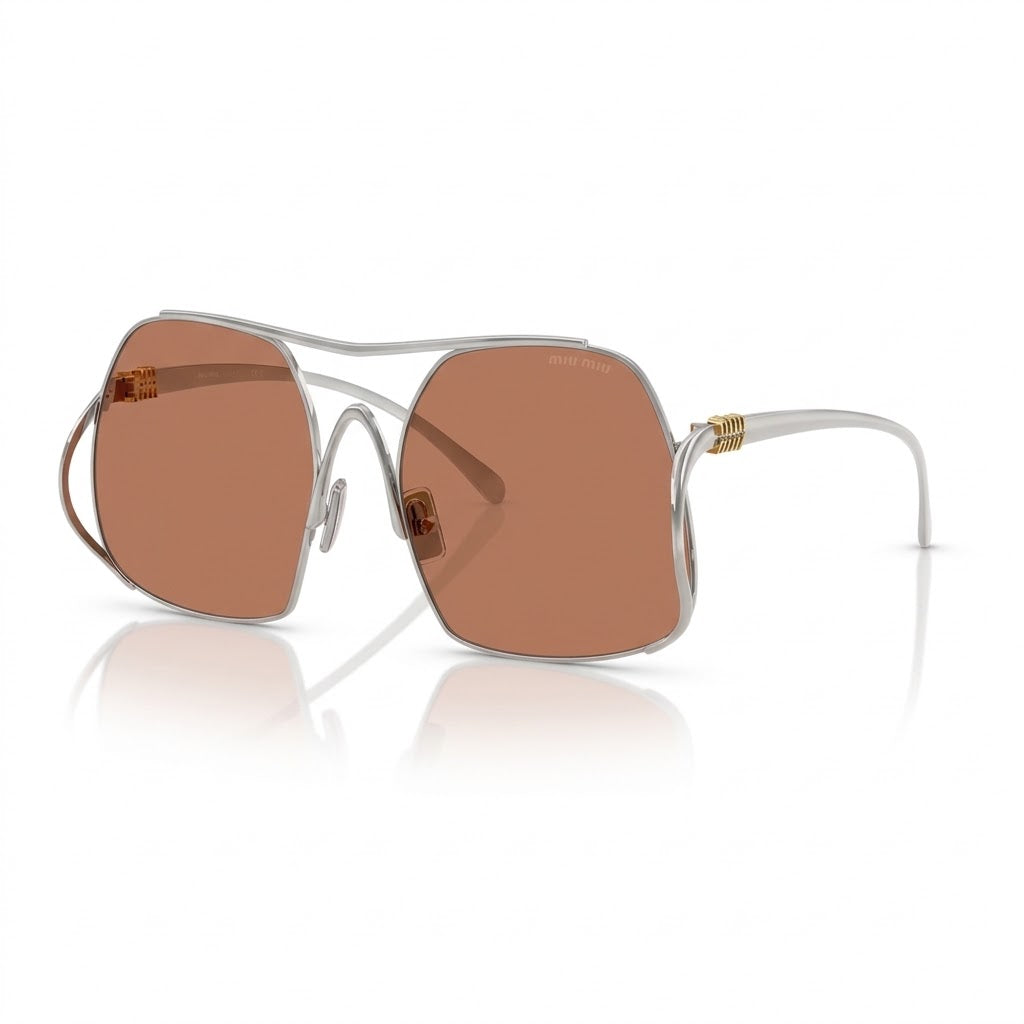 Miu Miu MU A55S Women Square Silver / Brown Sunglasses