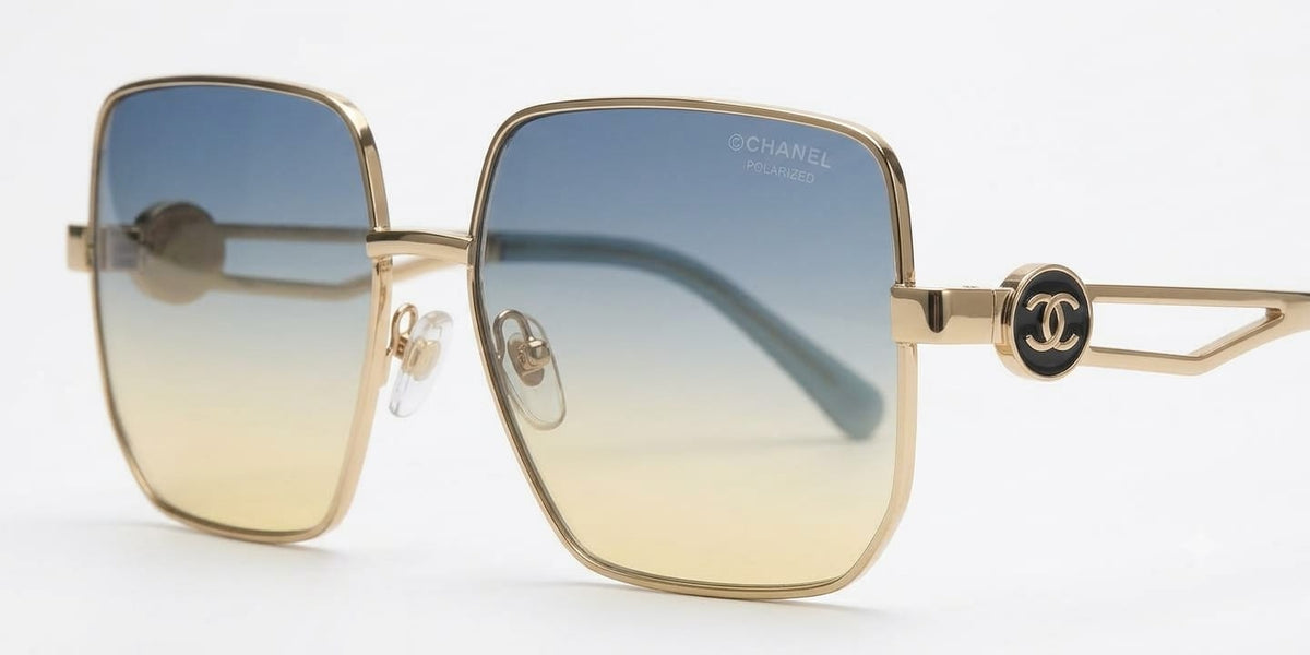 Chanel Women Metal Square Frame Grey Sunglasses