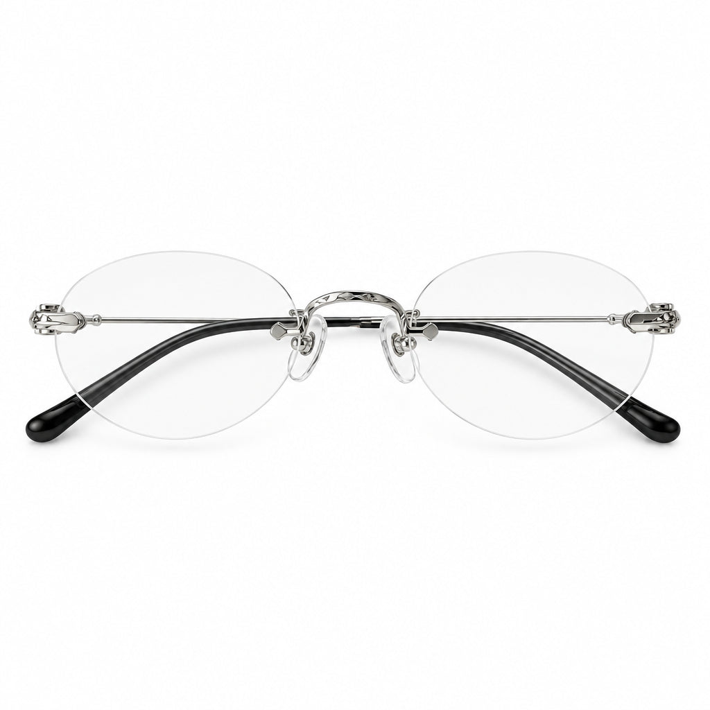 Chrome Hearts Pills I 1915 Unisex Silver Rimless Oval Optical Glasses