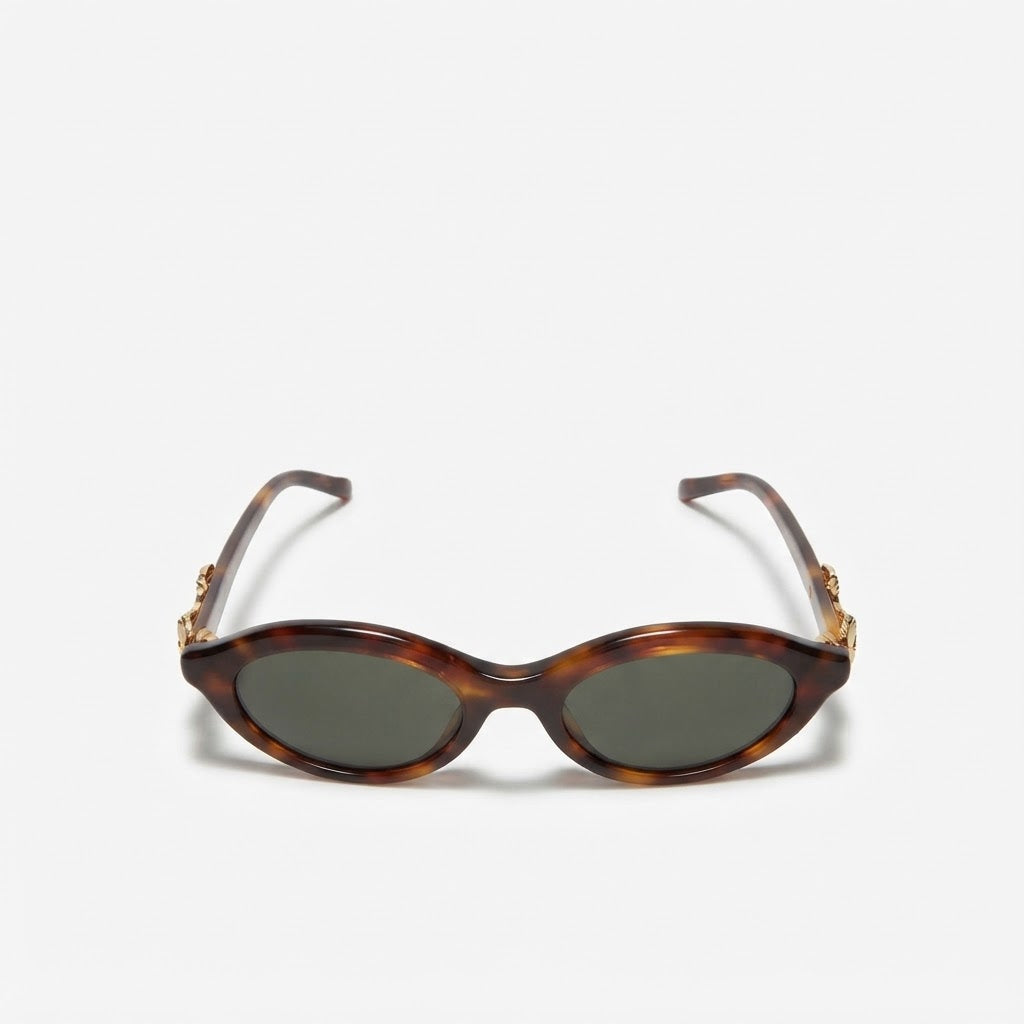 Gucci Women Oval Frame Brown Tortoiseshell Sunglasses