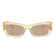 Miu Miu MU 09WS Women Rectangle Sand Transparent / Dark Brown Sunglasses