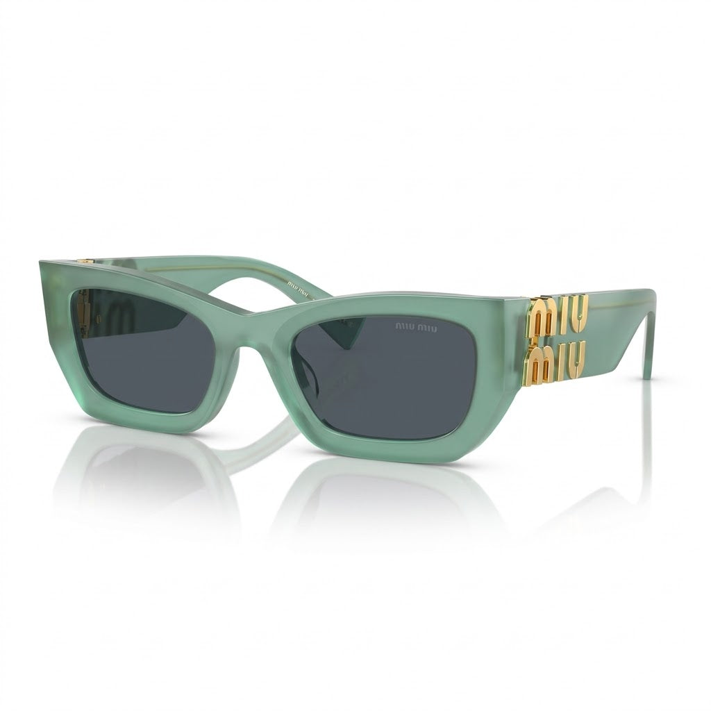 Miu Miu MU 09WS Women Rectangle Ivy Opal Green / Dark Grey Sunglasses