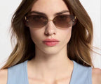 Louis Vuitton Women Crystal Oval Brown Sunglasses