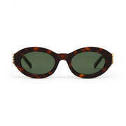 Saint Laurent Women SL M136 Medium Havana, Light Gold and Green Sunglasses