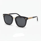 Chanel Women Classic Square Acetate Polarized Rhinestone Chanel Logo Black Sunglasses