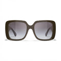 Chanel Women Square Brown & Gold Jewel Sunglasses