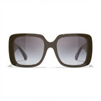 Chanel Women Square Brown & Gold Jewel Sunglasses