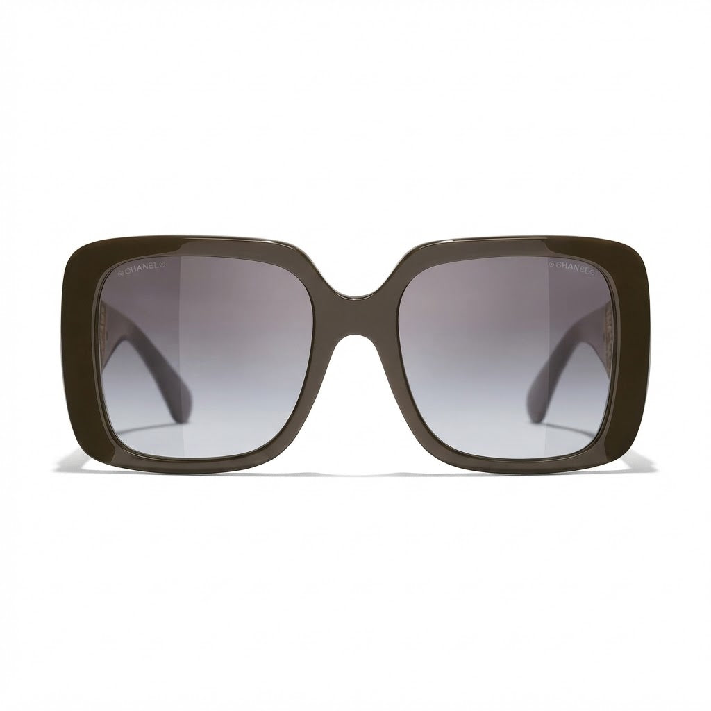 Chanel Women Square Brown & Gold Jewel Sunglasses