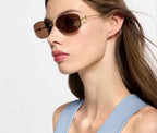 Louis Vuitton Women Crystal Oval Brown Sunglasses