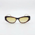 Chanel Women Angular Cat Eye White & Brown Sunglasses