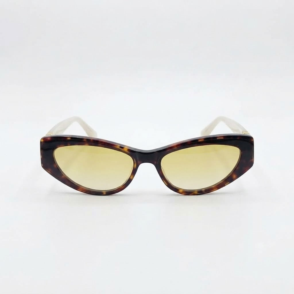 Chanel Women Angular Cat Eye White & Brown Sunglasses