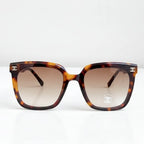Chanel Women Classic Square Acetate with Rhinestone CHANEL Logo Brown Sunglasses