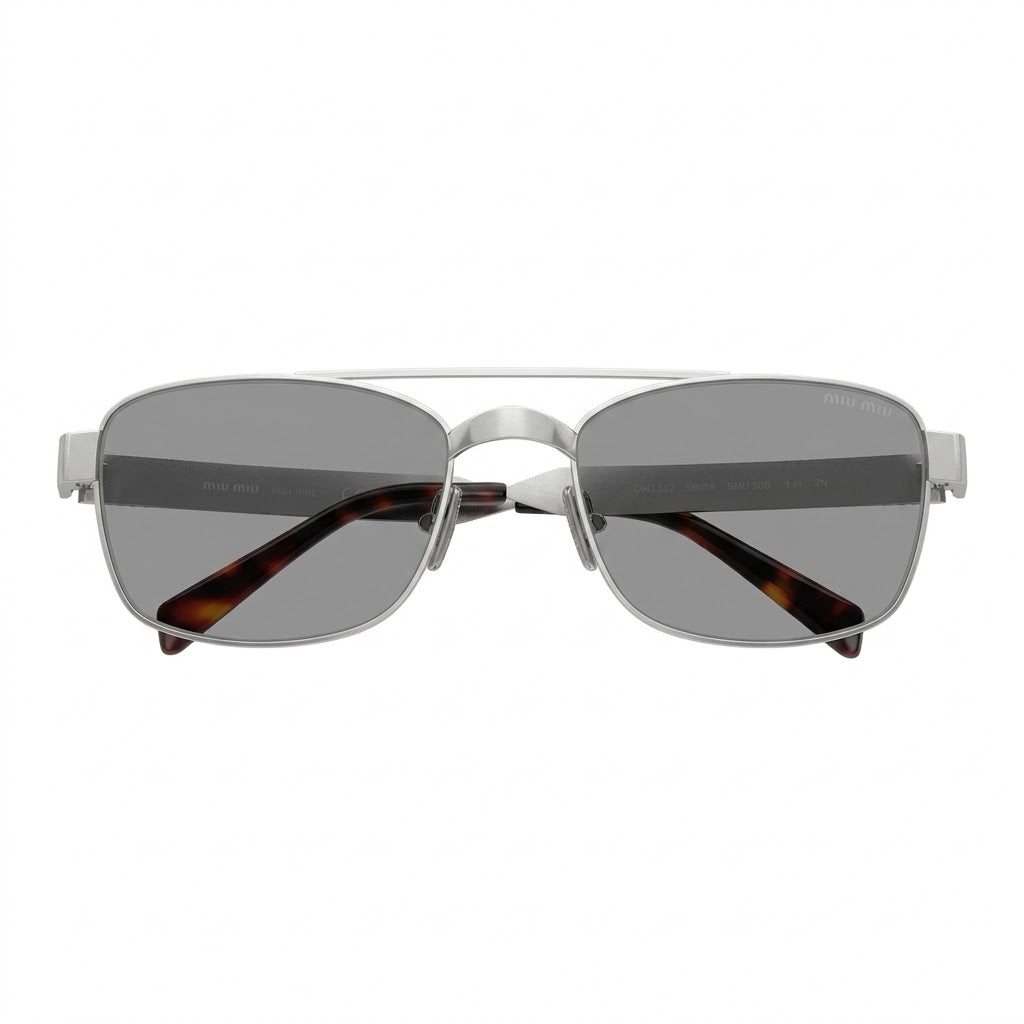 Miu Miu Women / Unisex Double-Bridge Silver / Grey Sunglasses