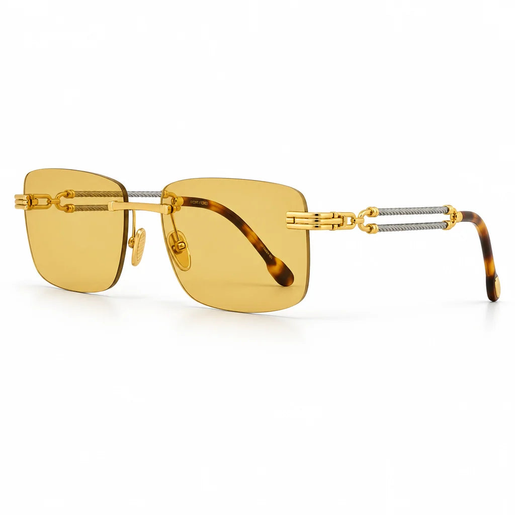 FRED Force 10 Unisex Geometric Gold/Yellow Sunglasses