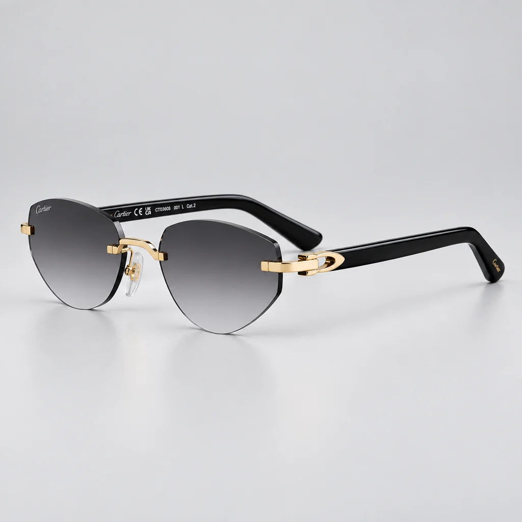 Cartier C Décor Unisex Geometric Frame Grey Gradient Sunglasses