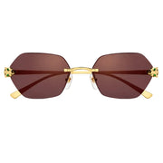 Cartier Panthère de C Women Rimless Hexagon-Frame Gold Tone Violet Sunglasses