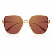 Cartier Clash de C Women Gold Finish Studded Temple Square Red-Orange Gradient Sunglasses