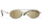 Chanel Oval Metal & Imitation Pearl Brown Sunglasses