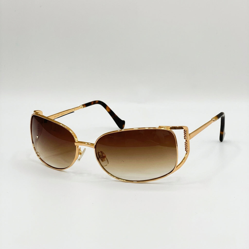 Miu Miu Women MU MU148AV Cut-Out Metal– Gold / Brown Gradient Sunglasses