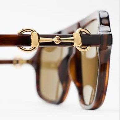 Gucci Women Oval Frame Brown Tortoiseshell Sunglasses