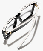 CHANEL Rectangular Black & White Optical Glasses