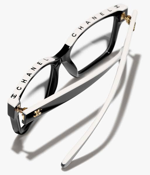 CHANEL Rectangular Black & White Optical Glasses