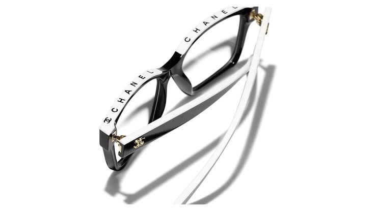 CHANEL Rectangular Black & White Optical Glasses