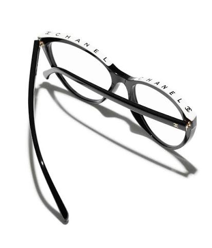 CHANEL Rectangular Black & White Optical Glasses