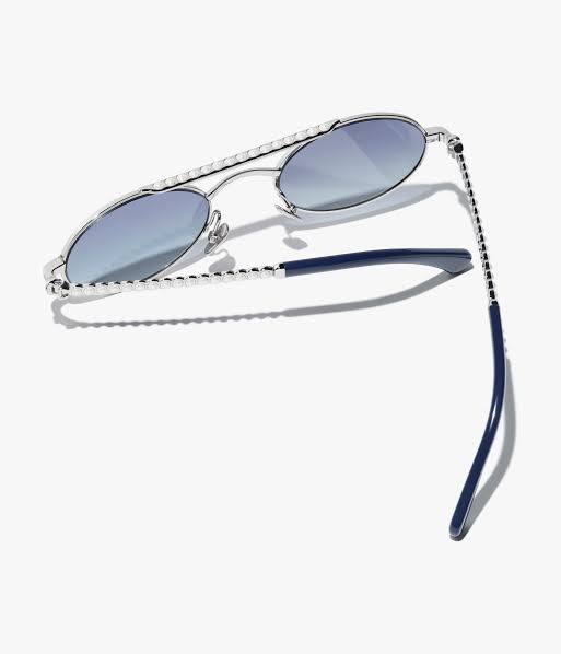 Chanel Oval Metal & Imitation Pearl Sunglasses