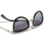 Chanel Women Cat-Eye Black Sunglasses