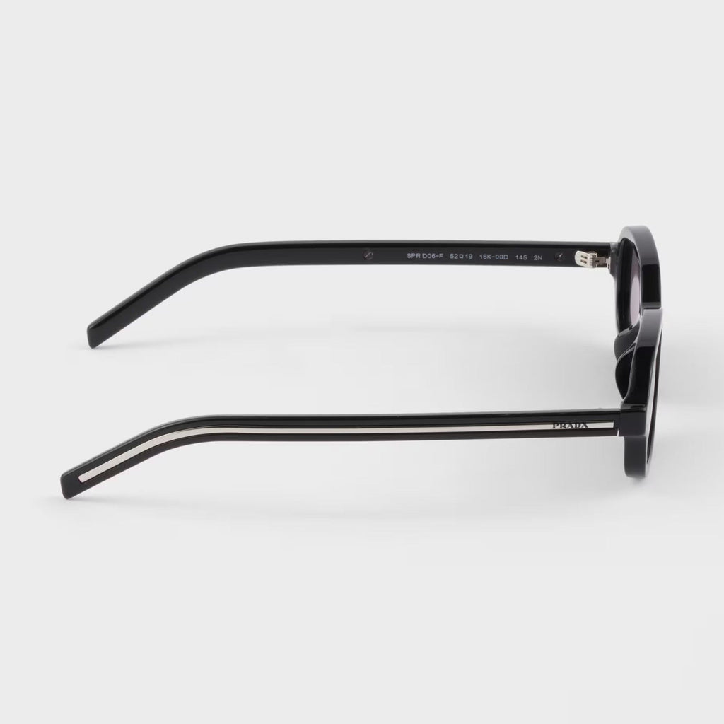 Prada Women Oval Frame Black Sunglasses